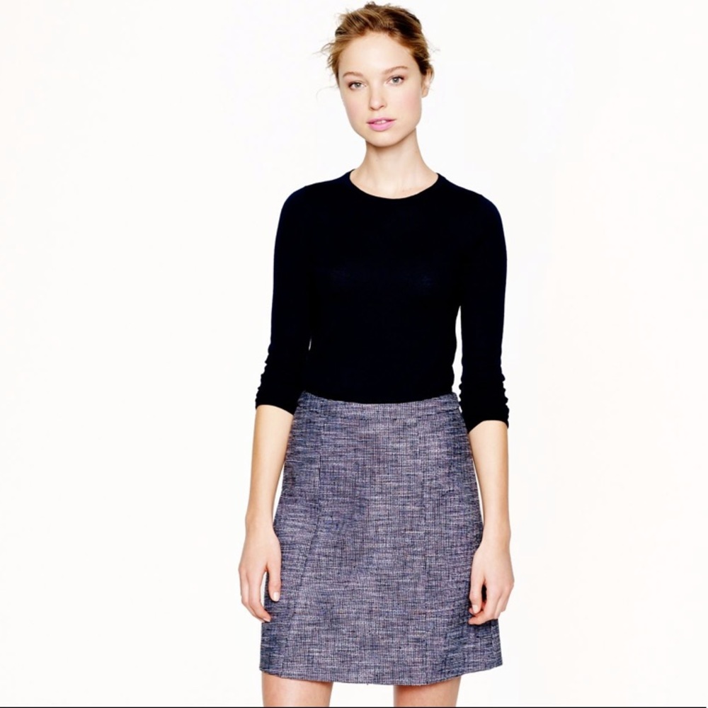 J Crew navy and white tweed a line skirt